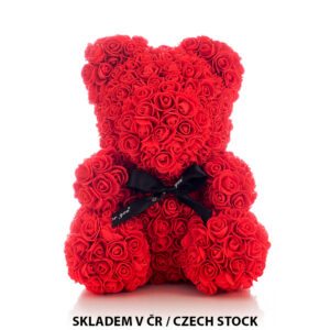 Medvídek z růží červený velký XL 38-40cm